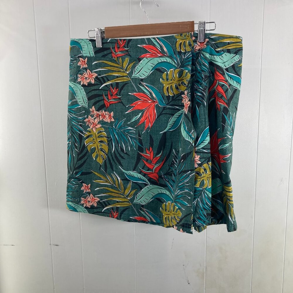Ripskirt Hawaii Tropical Leaf Swim Coverup - Teal and Red